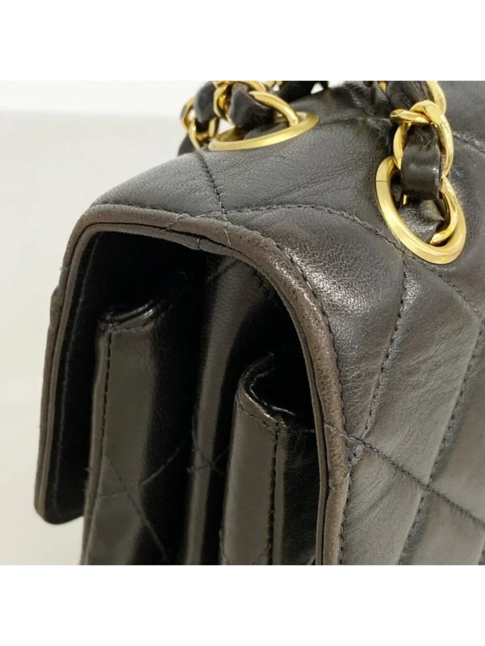 Chanel Shoulder Bag Maxi Quilted Face Lambskin Black Gold